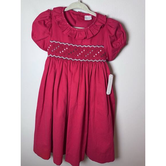 Edgehill Collection Red Smocked Short Sleeve Dress Sz 2T Holiday NWT - Picture 3 of 11